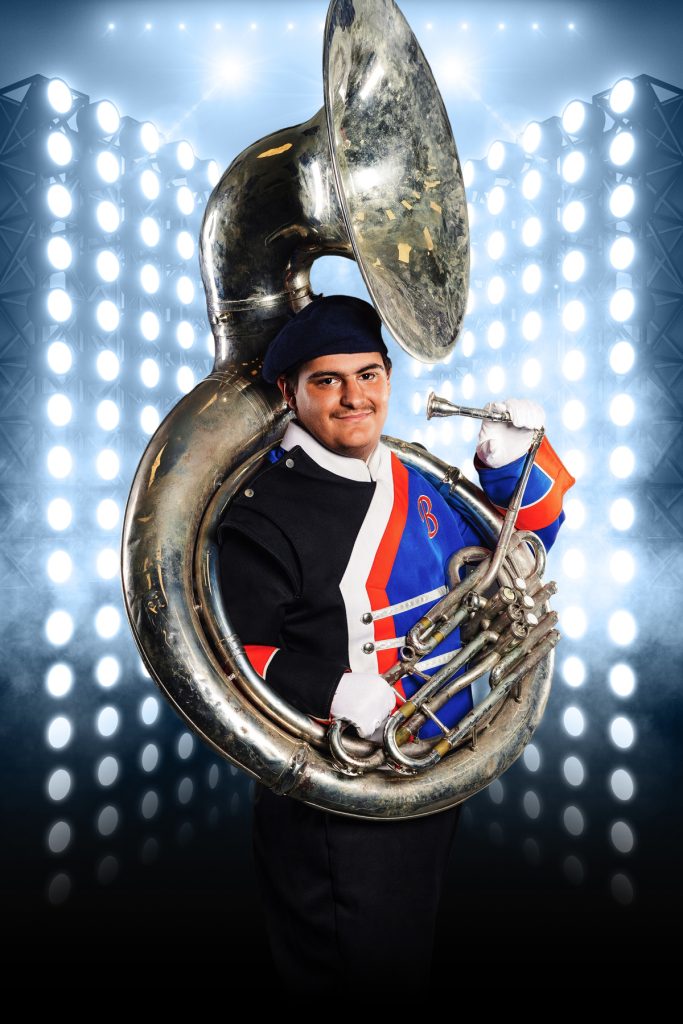 bartow high school tuba player marching band senior banner photography