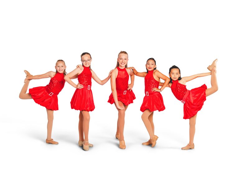 Group dance photography on a white backdrop in central florida
