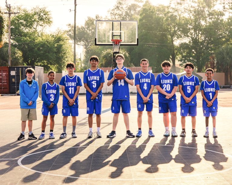 Outdoor boys basketball team photo taken in Lakeland, Florida