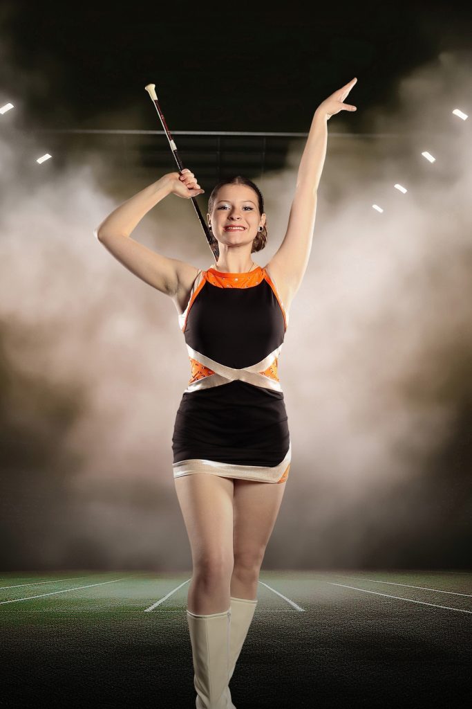 Lakeland high school majorette photographed on a digital background by BC Visuals