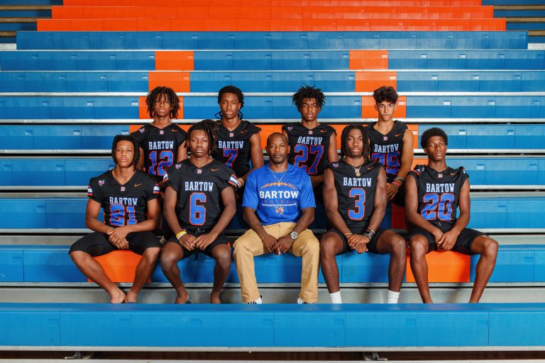 indoor football team photo taken at bartow high school
