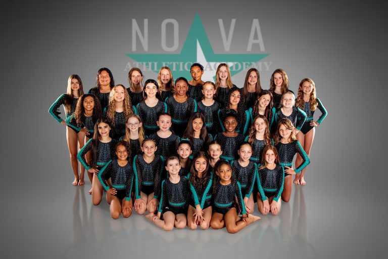 Group gymnastics portrait at Nova Athletics Academy in Lakeland, Florida