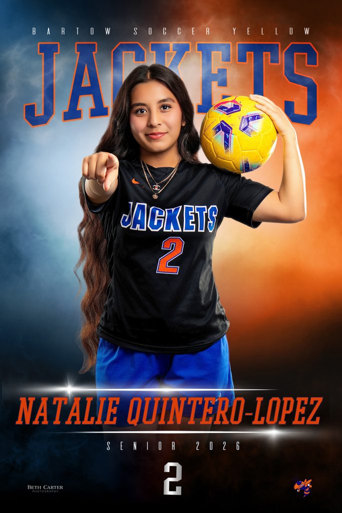 High school senior soccer banner photography in Bartow, florida