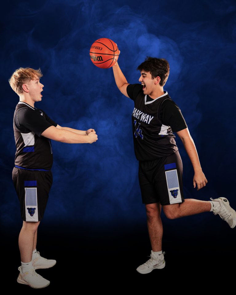 Silly buddy photo featuring basketball players in lakeland, florida.