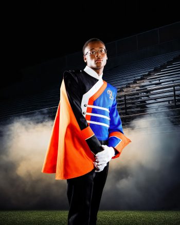 Marching band portrait on a football stadium digital background in central florida