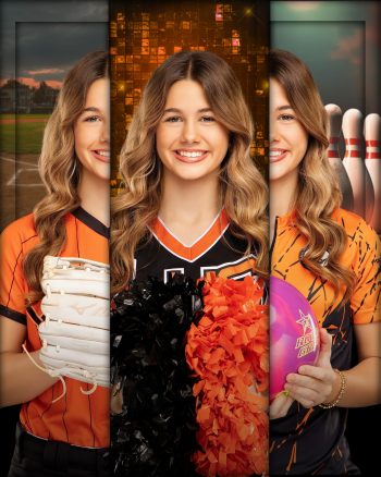 Lakeland florida triple tri athlete digital composite featuring softball, cheer and bowling teams
