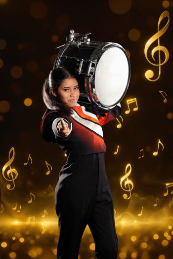 Central florida drum line band photography on a digital background