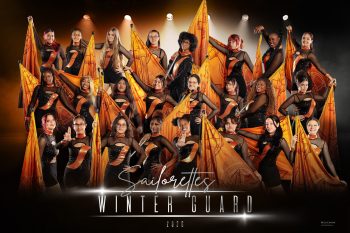 Lakeland high school team banner showing all the seniors for the winter guard team