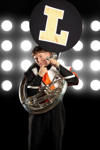 lakeland high school tuba player photographed for marching band composite print