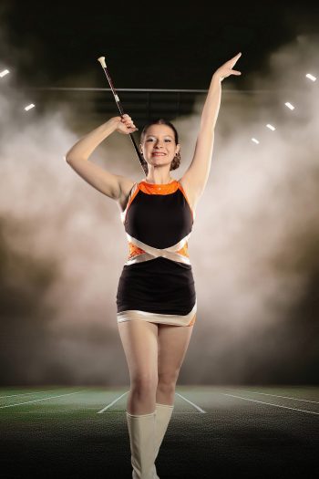 Lakeland high school majorette photographed on a digital background by BC Visuals