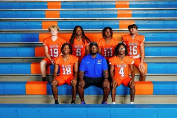 Indoor football team photo taken in bartow high school gym