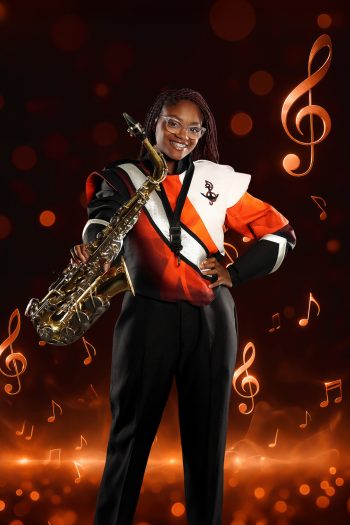 High school saxophone player photographed in central florida for marching band composite print