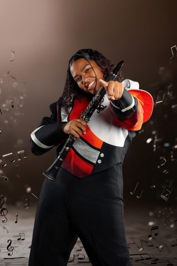 High school musician photographed for a marching band composite in lakeland, florida