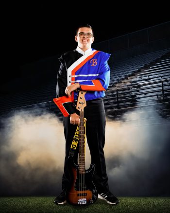 Bartow high school pit ensemble student photographed for senior banner photography
