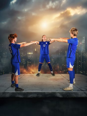spiderman pose buddy picture from high school soccer media day