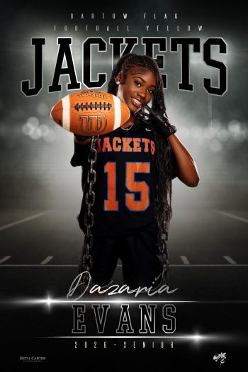 girls flag football senior banner design black and white