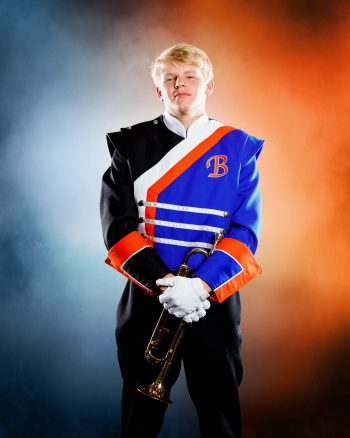 High school senior trumpet player photography in bartow, florida