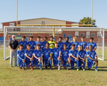 Outdoor high school soccer team photo taken at Auburndale High School