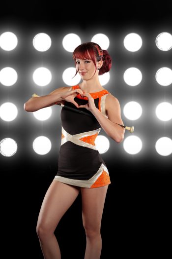 Marching band majorette student photographed in lakeland, florida for band composite