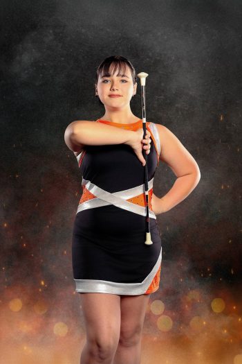 High school majorette performer photographed for marching band composite, lakeland, florida