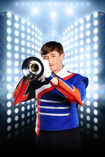 High school musician photographed for marching band senior banners bartow, florida