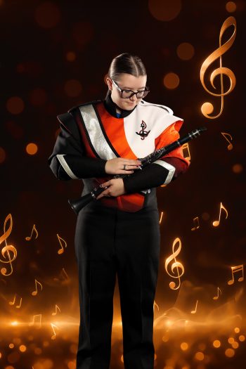 Funny clarinet pose on marching band photo day in lakeland, fl