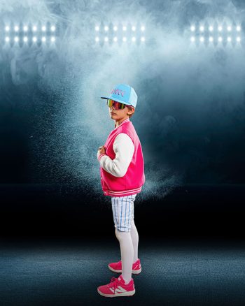 young baseball player swag on digital backdrop in lakeland, florida