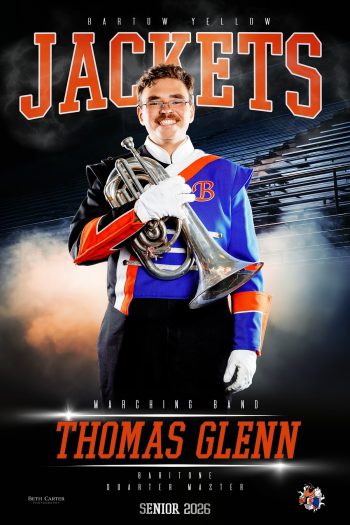 Marching band senior banner photography for bartow high school