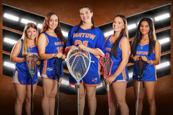 High school senior group photo on a digital background