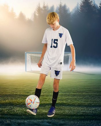 lakeland, florida digital background session of a high school soccer player dribbling the ball