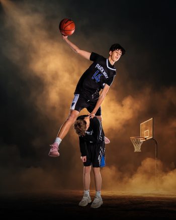 Basketball buddy photo on digital background in central florida