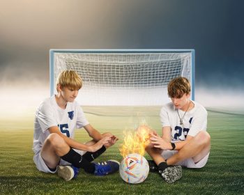 Funny digital composite buddy photo of 2 soccer players in Central Florida.