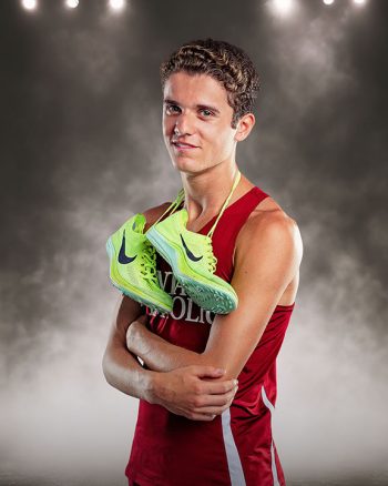senior track athlete portrait with a digital background in central florida