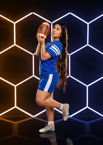 female flag football high school team media day in bartow florida using hex lighting