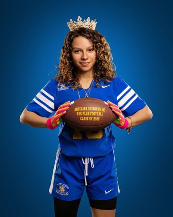 flag football media day for auburndale high school on simple studio background