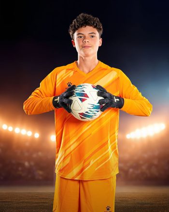 soccer goalie posing on soccer stadium digital background for bartow florida media day