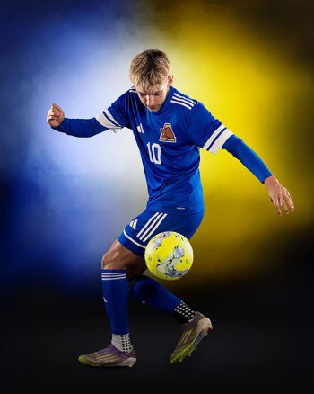 auburndale florida soccer player on a digital background with school colors