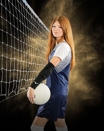 school sports photos of volleyball player on digital volleyball background