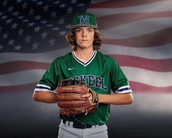 baseball player on digital american flag backdrop