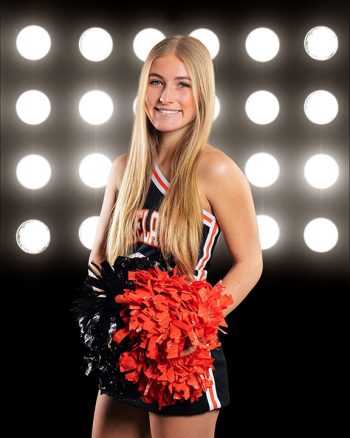 cheerleading pose on digital background in lakealnd, florida