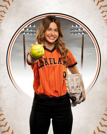 softball portrait using digital banner background
